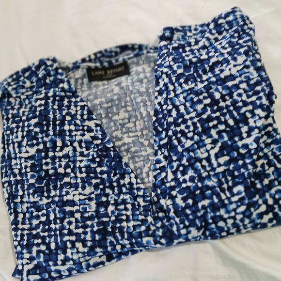 Lane Bryant 26/28 a line swing style blue multi-color geometric print sleeveless - Picture 1 of 11